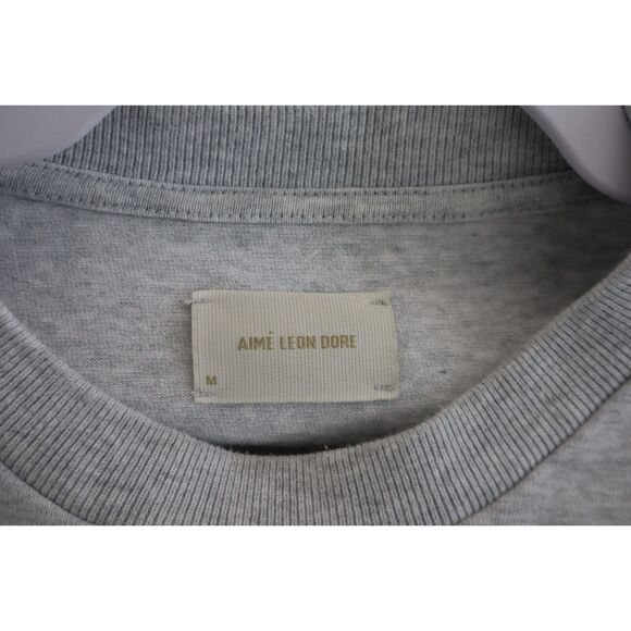 Aimé Leon Dore Men's Sz M Gray Heather Multi Stripe ALD Logo L/S Tee Shirt - Picture 3 of 9